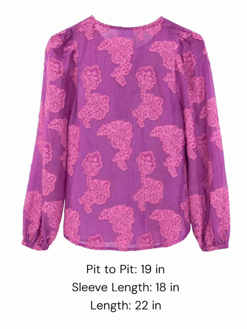 LOFT Purple Floral Keyhole Puff Sleeve Blouse Women’s Small
